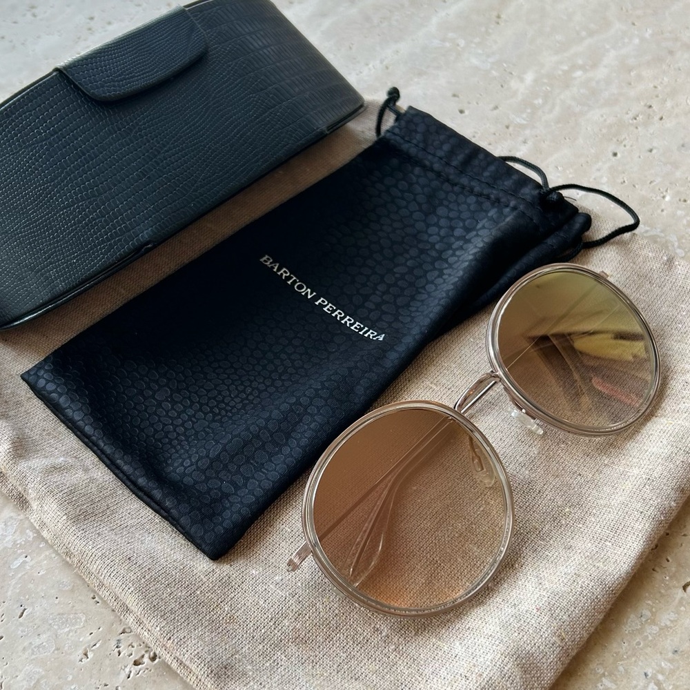 Barton Perreira Round Sunglasses in gold mirror